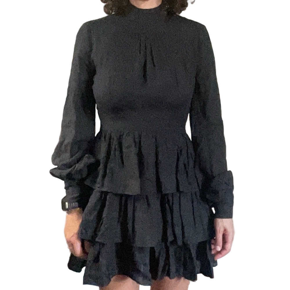 NWT Arkitaip Black Linen Ruffle Dress - Small - Picture 2 of 2